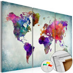Paris Prix Tableau en Liège  Carte du Monde - World in Colors. Coloris disponibles : Multicolore