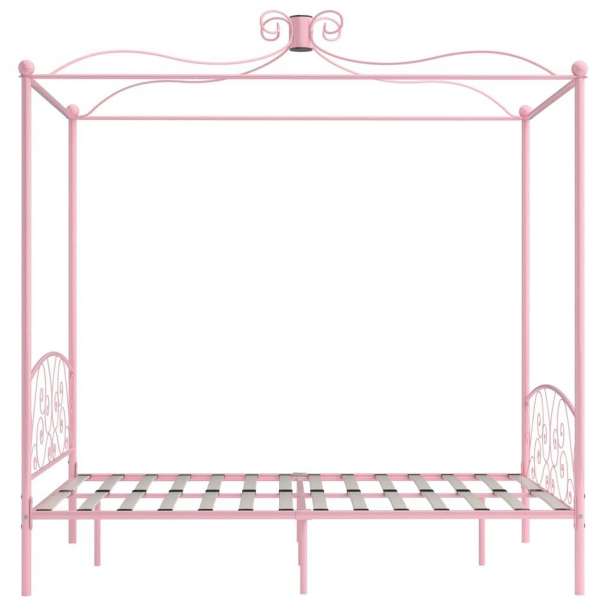 VIDAXL Cadre de lit a baldaquin sans matelas rose metal 140x200 cm