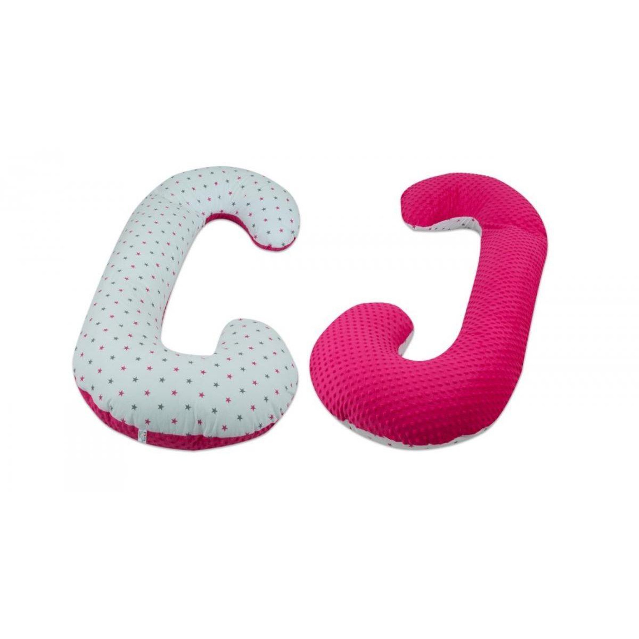 VELINDA Coussin pre/post natal usages multiples étoiles grises et roses sur fond blanc – rose