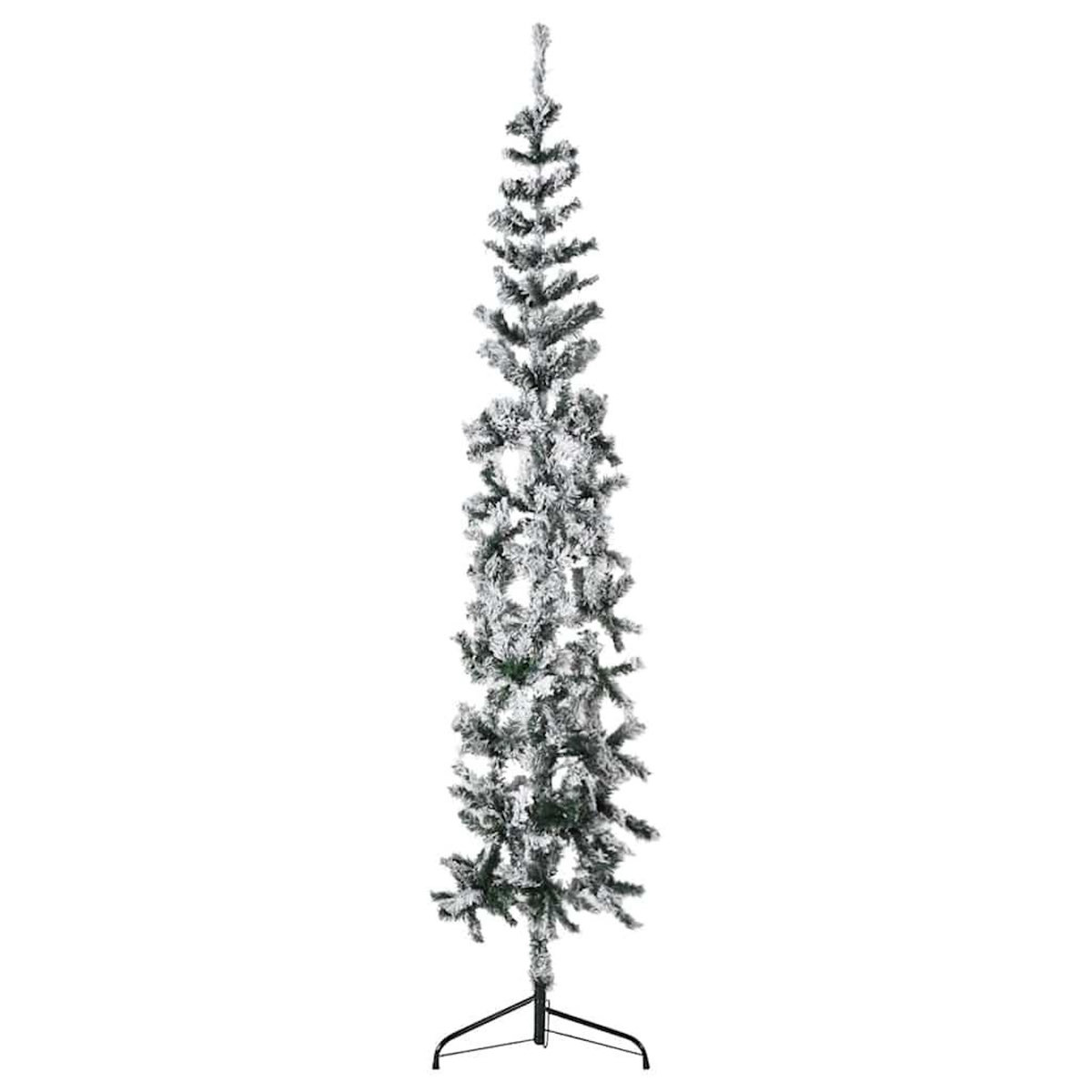 VIDAXL Demi sapin de Noël artificiel mince avec neige floquee 180 cm