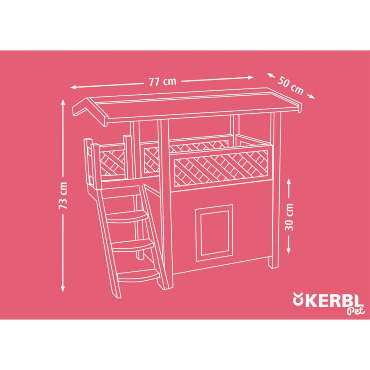 KERBL Kerbl Maison pour chats Lodge Ontario 77x50x73 cm Gris clair