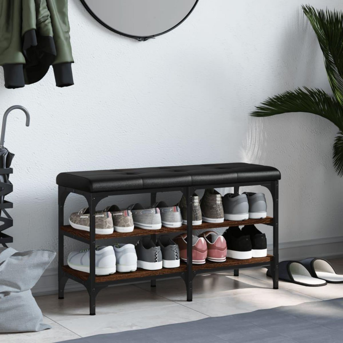 VIDAXL Banc a chaussures chene marron 82x32x47 cm Bois d'ingenierie