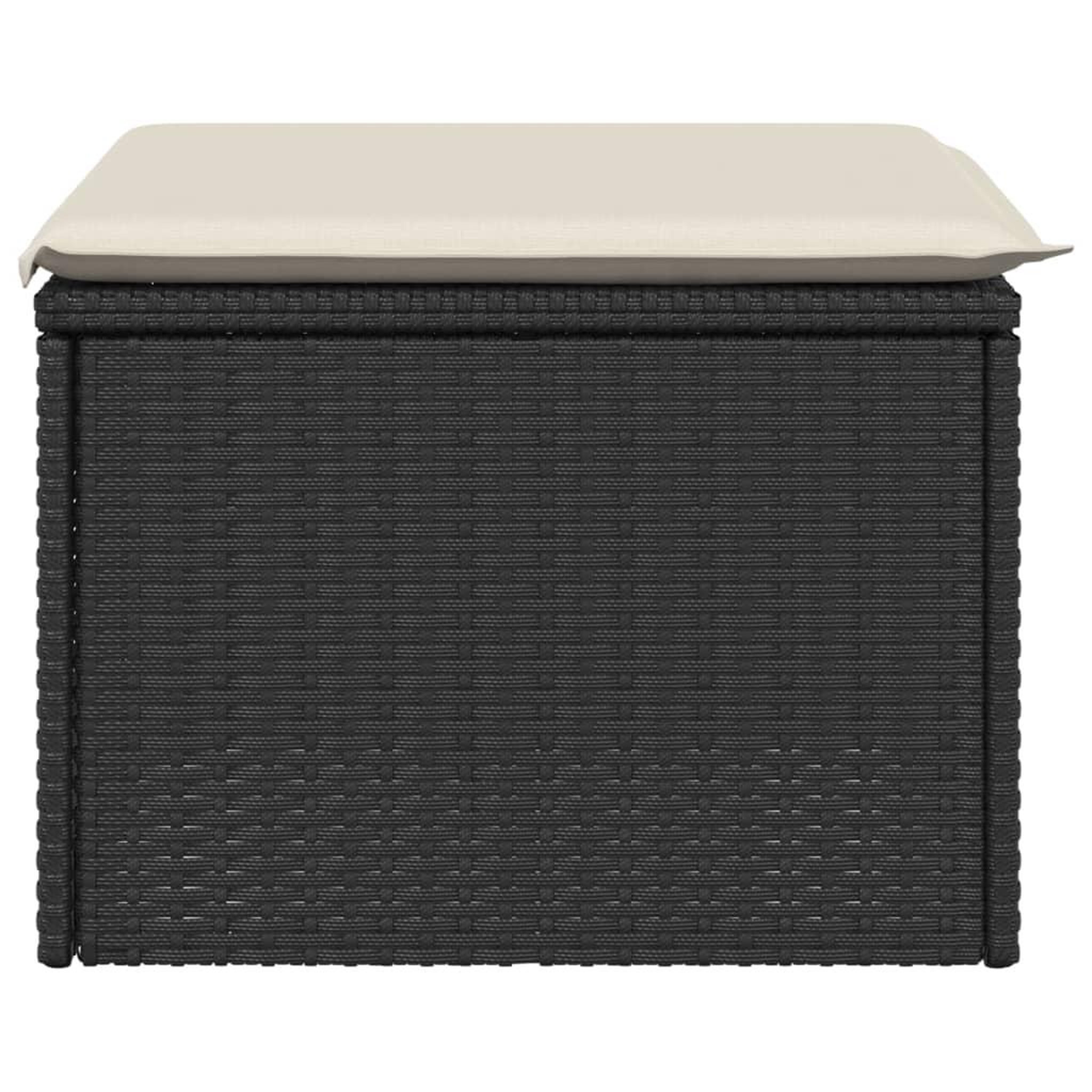 Voir la diapositive 5 : VIDAXL Tabouret de jardin avec coussin noir 55x55x37 cm resine tressee
