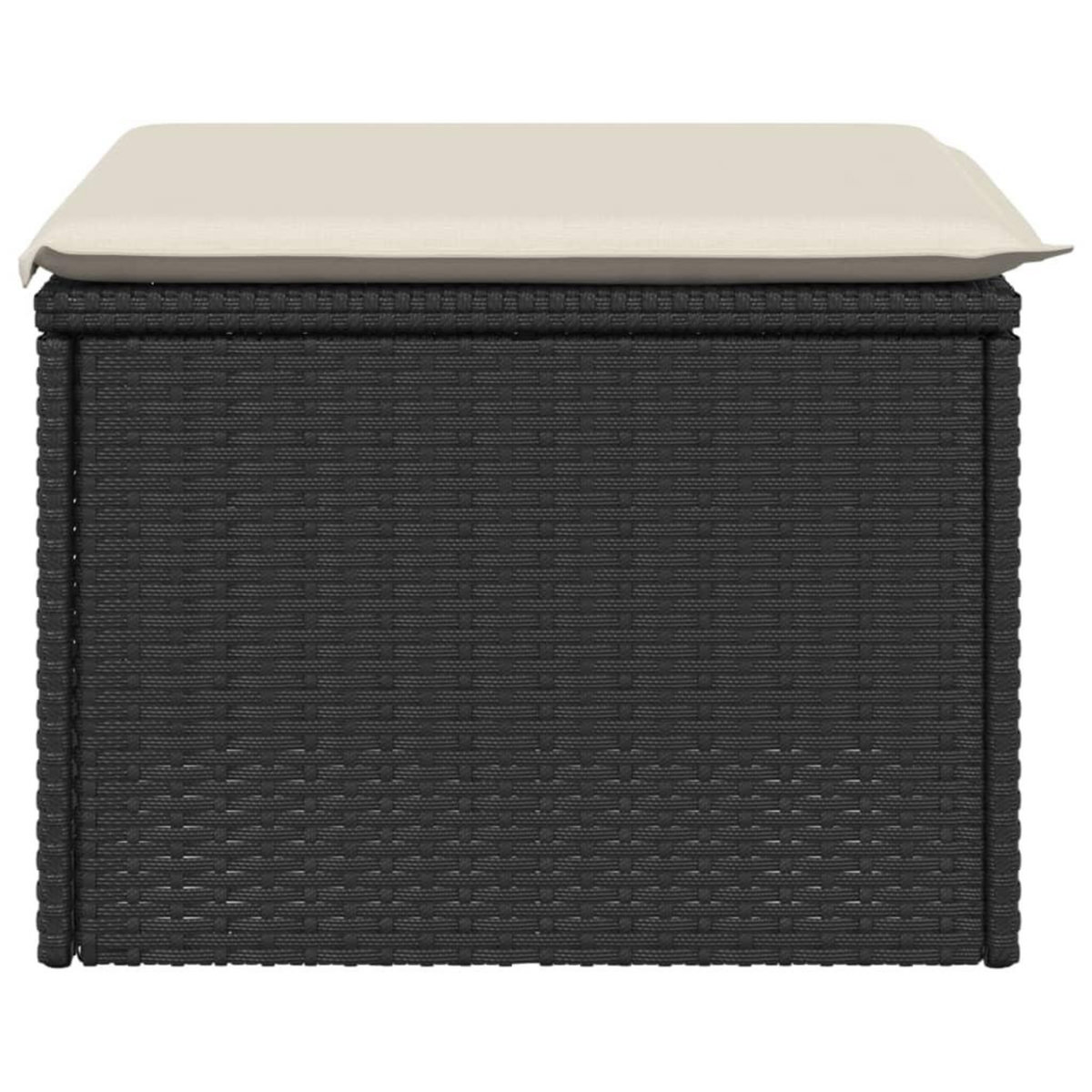 VIDAXL Tabouret de jardin avec coussin noir 55x55x37 cm resine tressee
