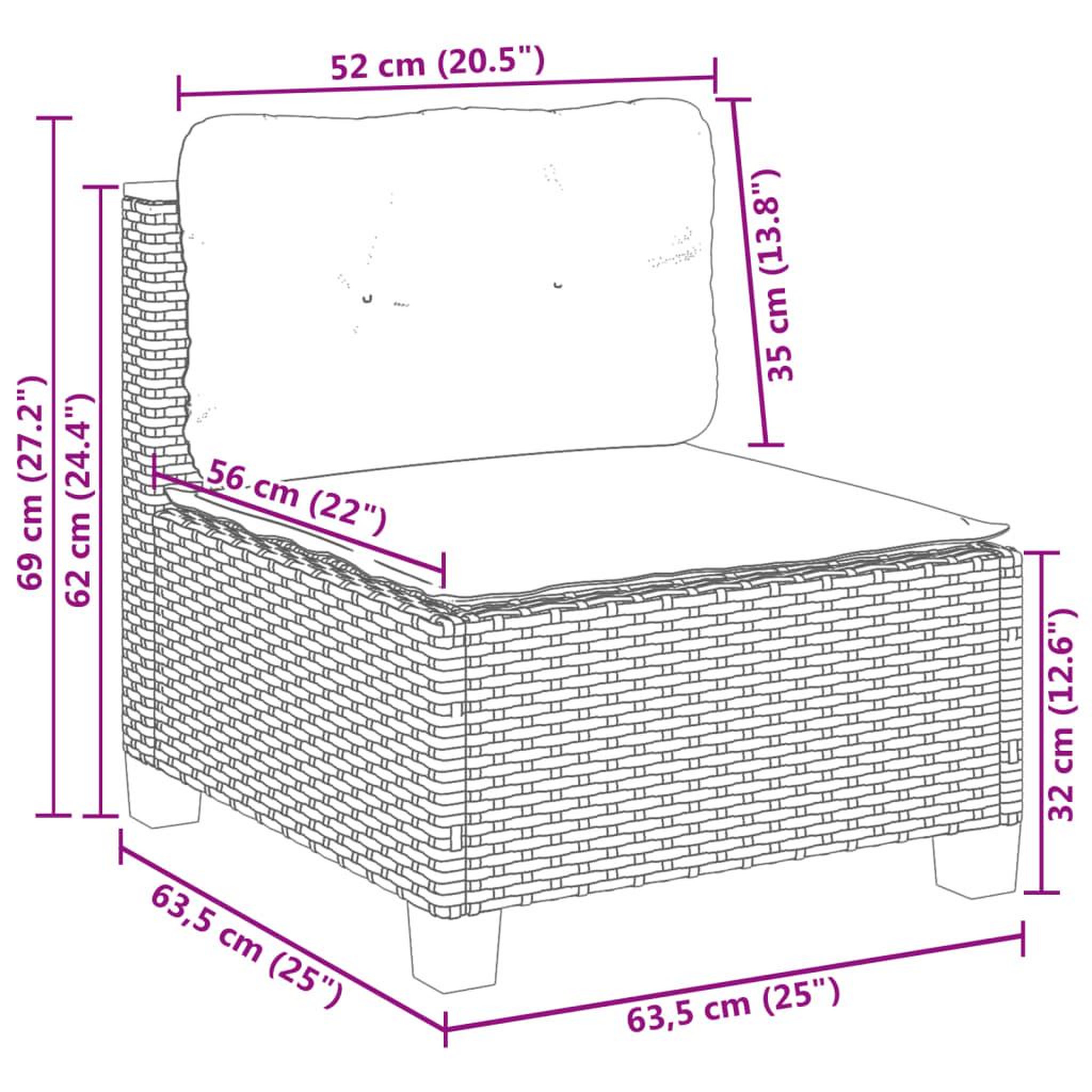 Voir la diapositive 6 : VIDAXL Canape de jardin sans accoudoirs coussins beige resine tressee