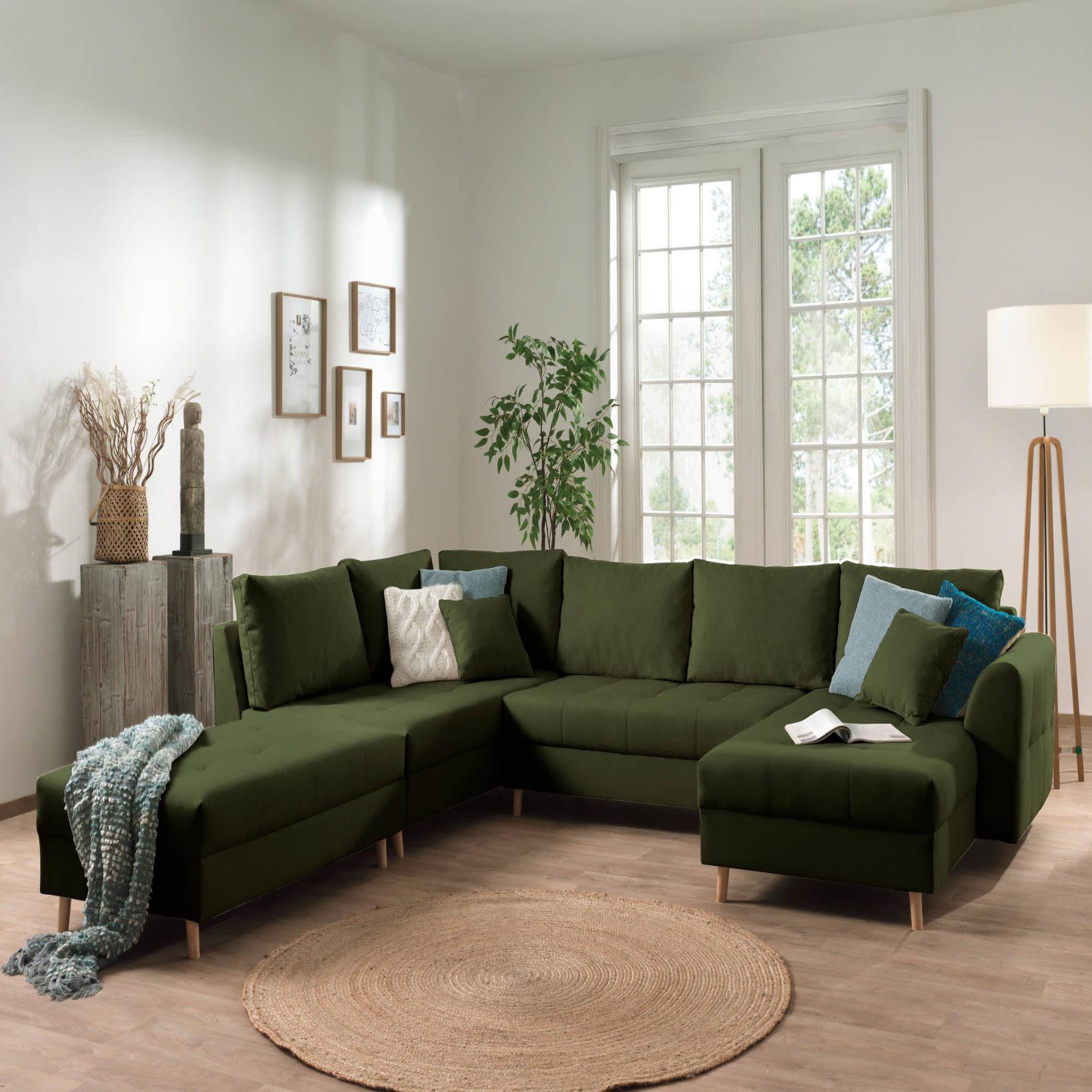 Voir la diapositive 4 : LISA DESIGN Rune - canapé panoramique avec pouf d'appoint - 7 places - style scandinave - gauche