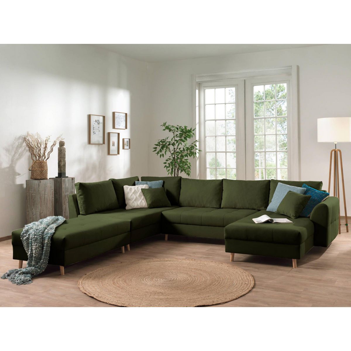 LISA DESIGN Rune - canapé panoramique avec pouf d'appoint - 7 places - style scandinave - gauche