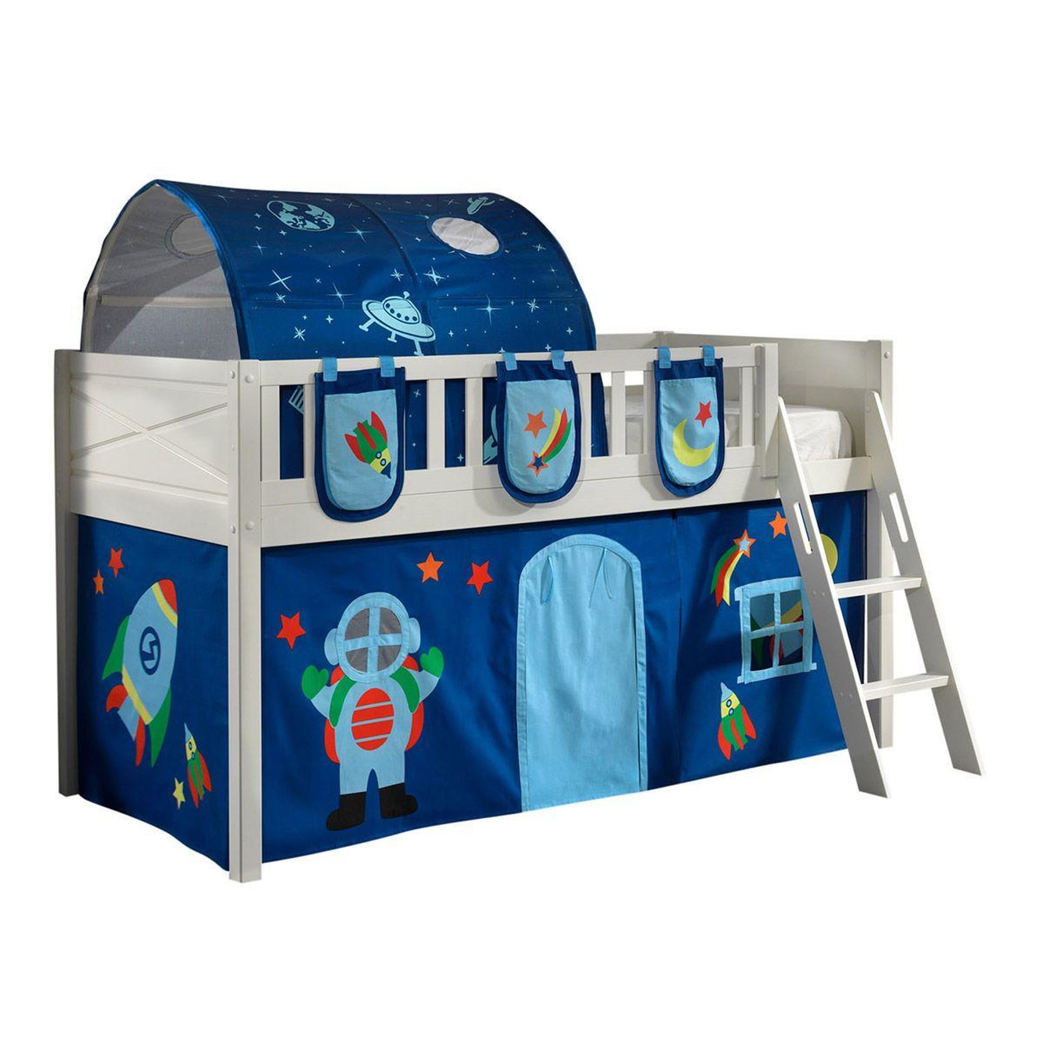 Paris Prix Lit enfant tente, tunnel & 3 pochettes  scott astro  90x200cm blanc