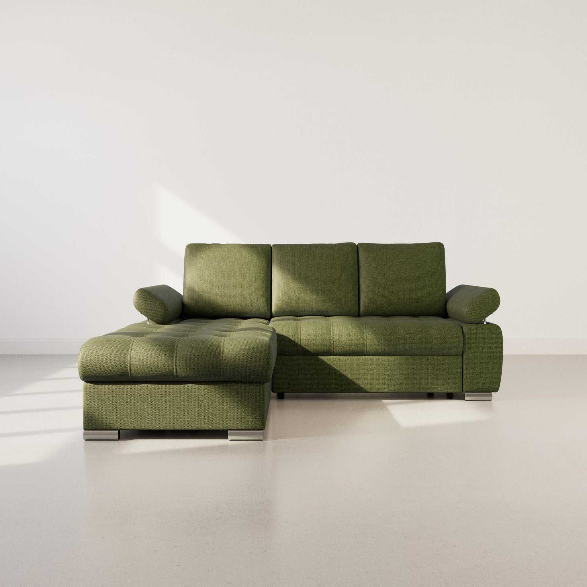Voir la diapositive 6 : BEST MOBILIER Bianca - canapé d'angle gauche 4 places convertible avec coffre en tissu texturé