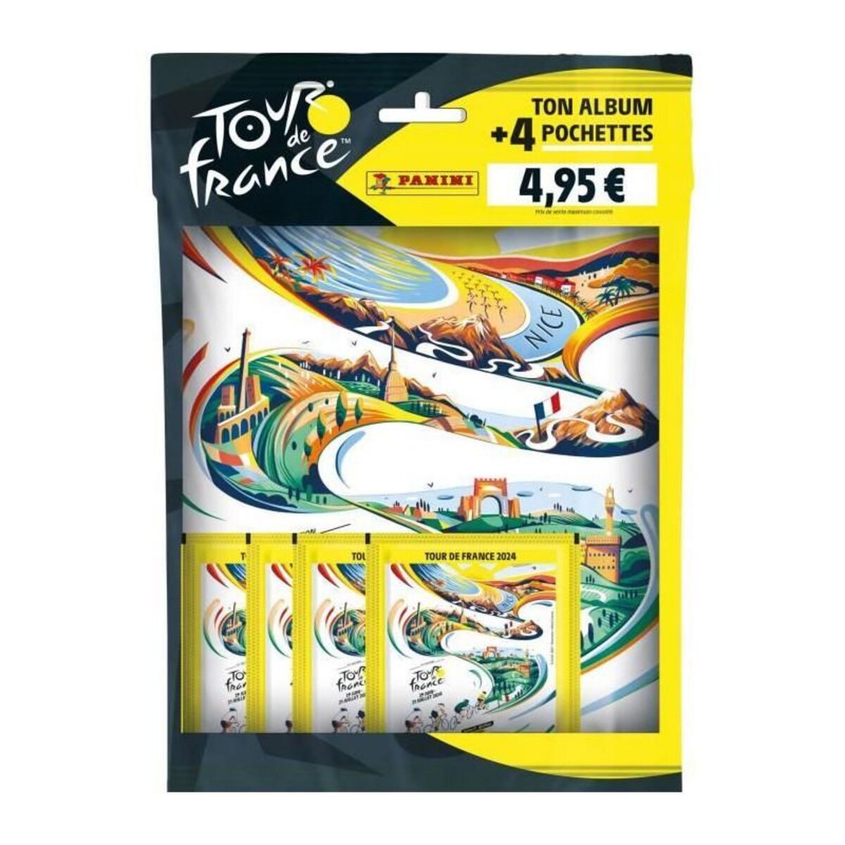 Panini Pack de démarrage - PANINI - Collection officielle Tour de France 2024 - Contient l'album + 4 pochettes de 5 stickers