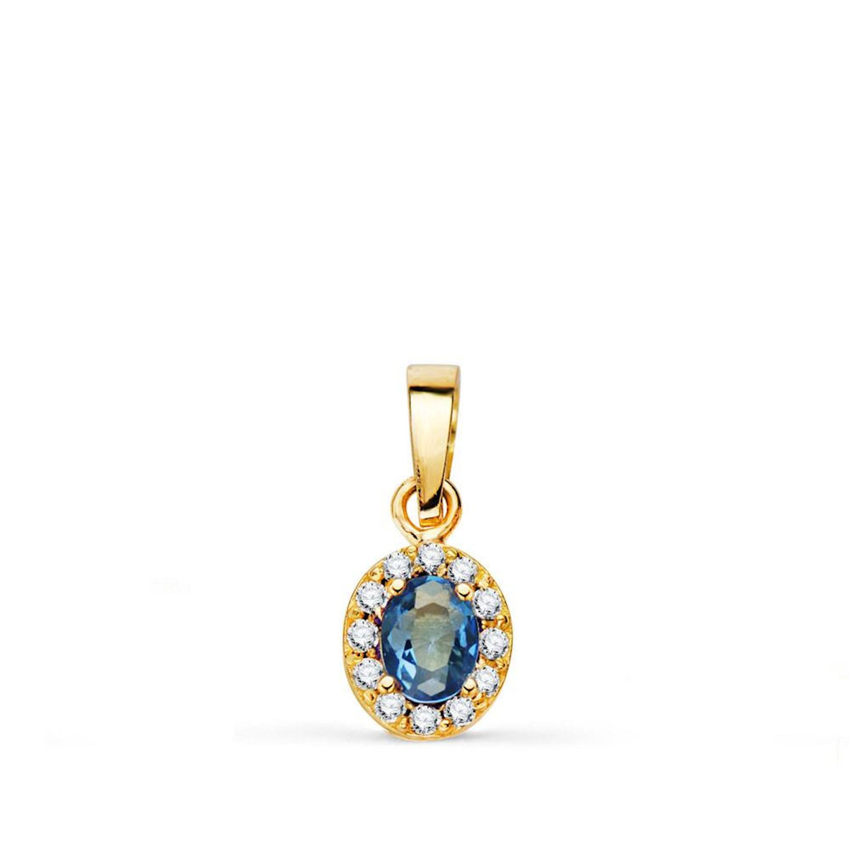L'ATELIER D'AZUR Pendentif Or 18 Carats 750 Jaune et Zirconiums - Motif Ovale - Chaine Offerte