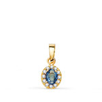 L'ATELIER D'AZUR Pendentif Or 18 Carats 750 Jaune et Zirconiums - Motif Ovale - Chaine Offerte