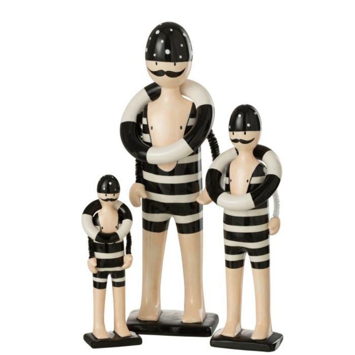 Paris Prix Statuette Déco  Nageur Bouée  34cm Noir & Blanc