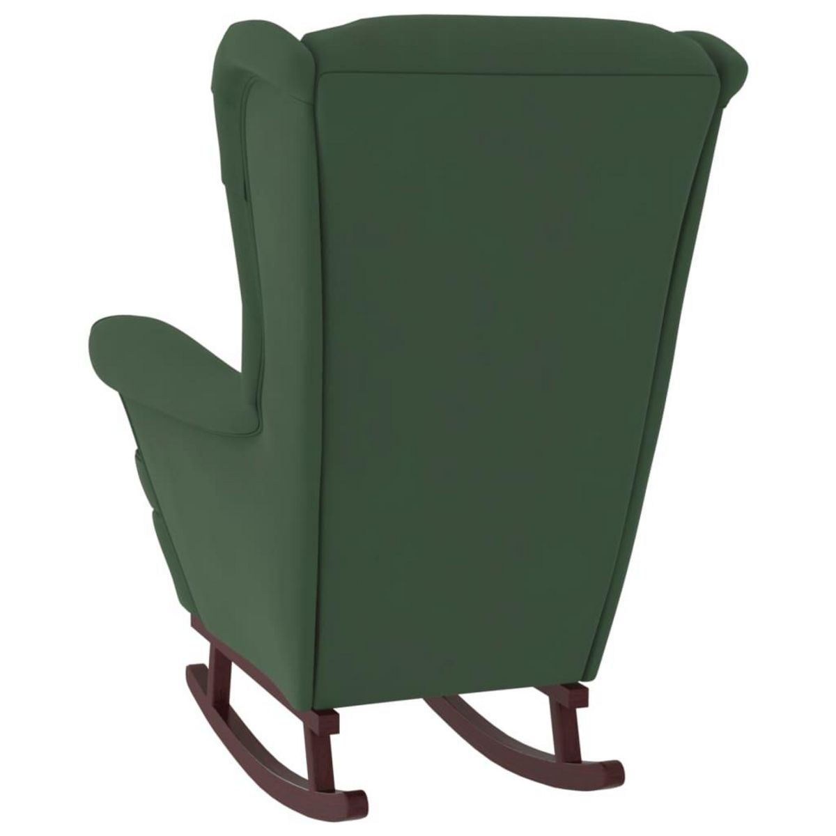 VIDAXL Fauteuil a bascule et pieds en bois d'hevea Vert fonce Velours
