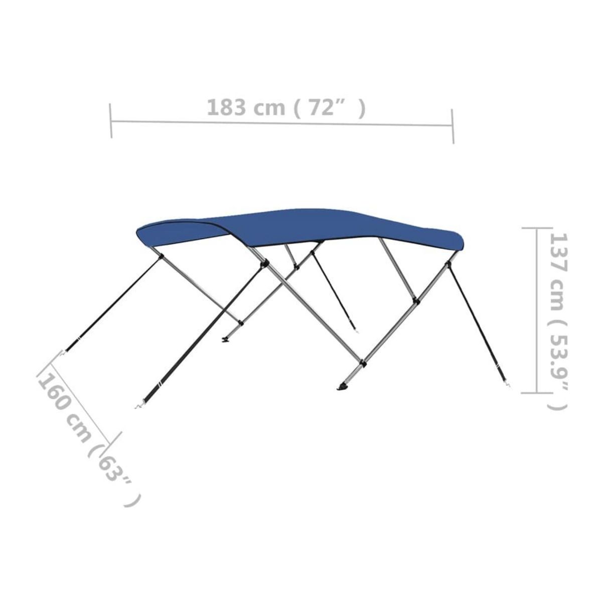 VIDAXL Auvent bimini a 3 arceaux Bleu 183x160x137 cm