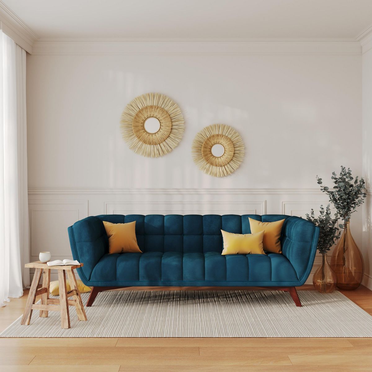 Rendez vous déco Canapé 3 places en velours vert foncé - Mona