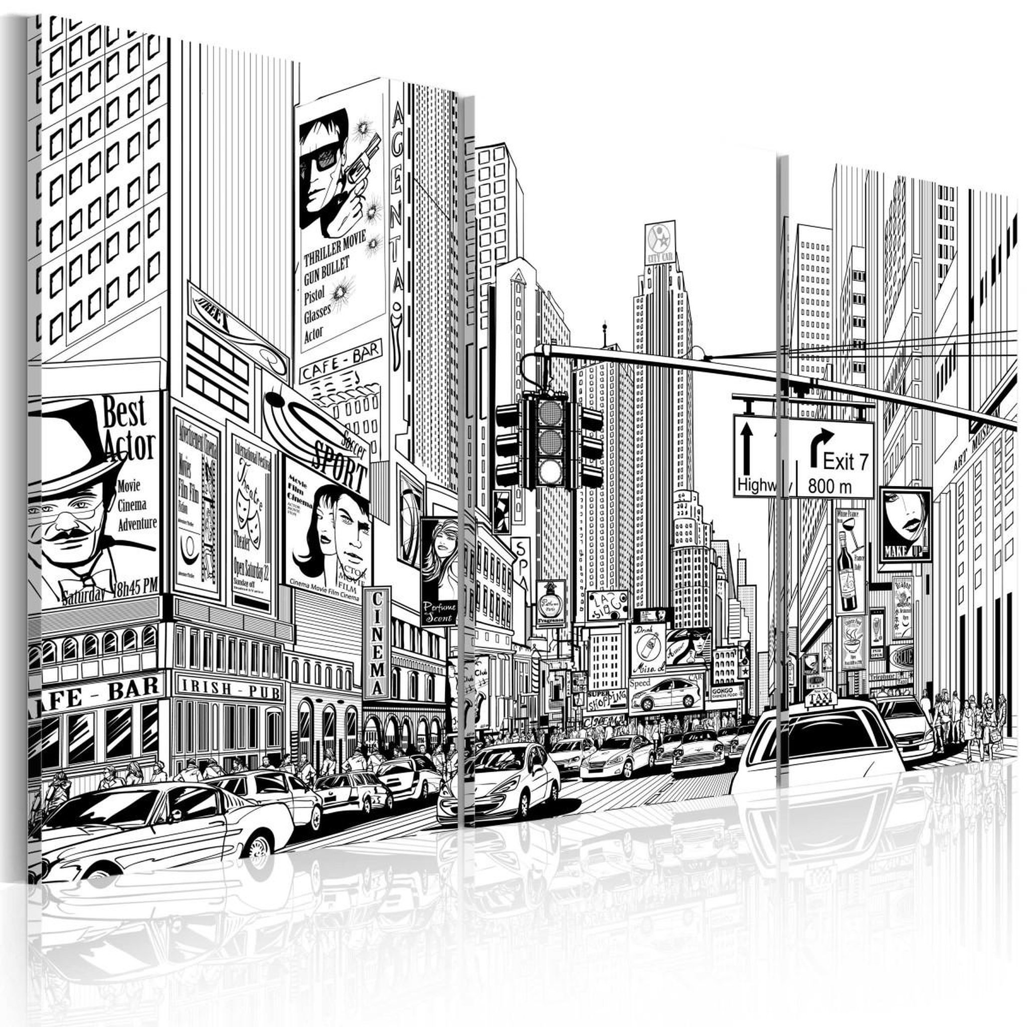 Paris Prix Tableau imprimé  comic style en noir & blanc. Coloris disponibles : Multicolore