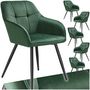 Voir la diapositive 1 : tectake Chaise de salle à manger rembourrée et en velours matelassé vert foncé/noir Lot de 6