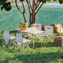 Voir la diapositive 2 : OUTSUNNY Ensemble table et chaise camping - table pliante camping avec 4 chaises rangements sacs de transport blanc