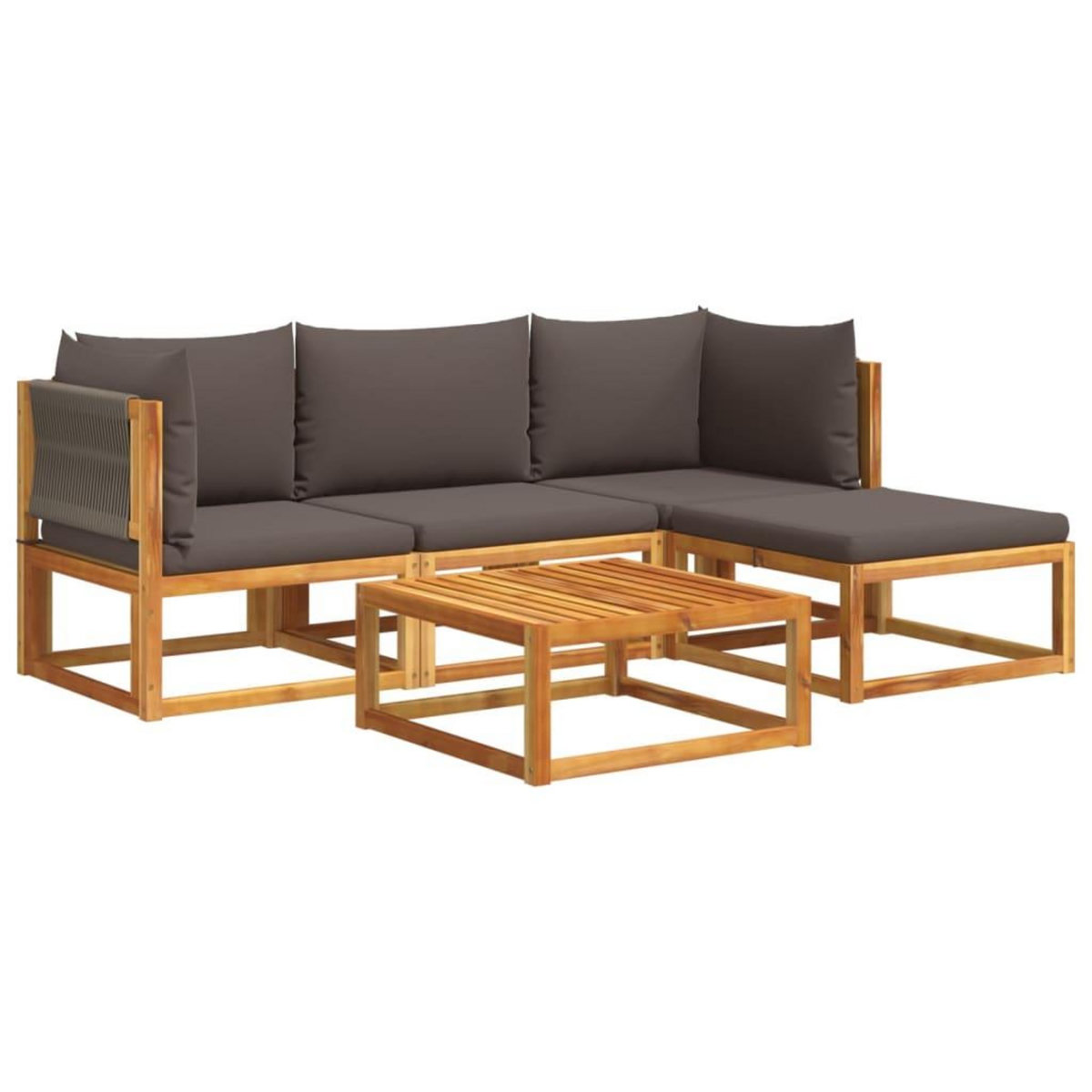 VIDAXL Salon de jardin avec coussins 5 pcs Bois d'acacia solide