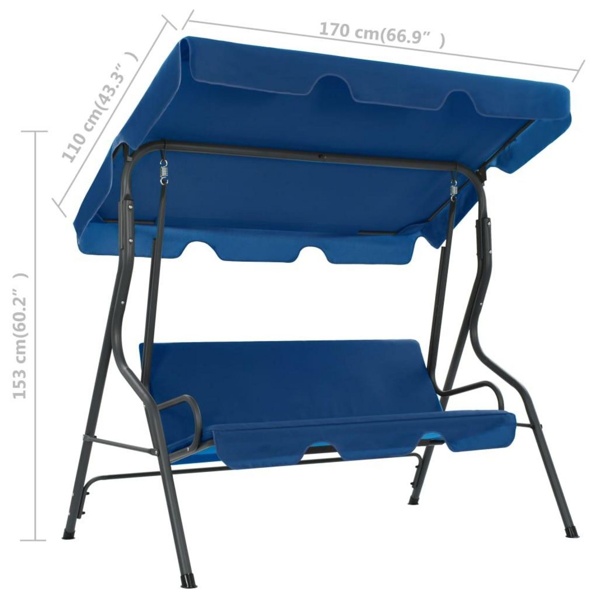 VIDAXL Balancelle de jardin Bleu fonce 170 x 110 x 153 cm Tissu