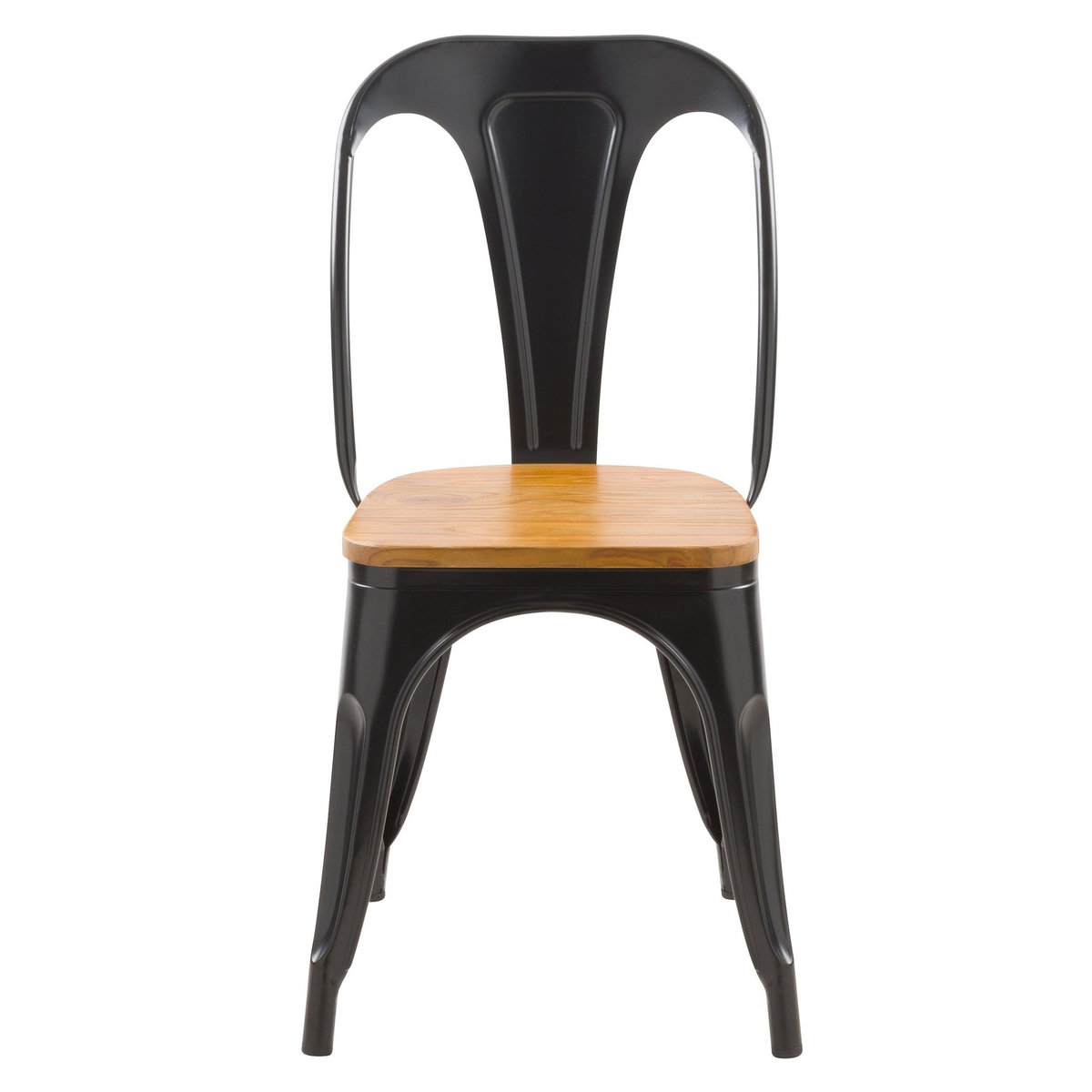 Rendez vous déco Lot de 2 chaises en métal noir et bois d'orme - Yoanna