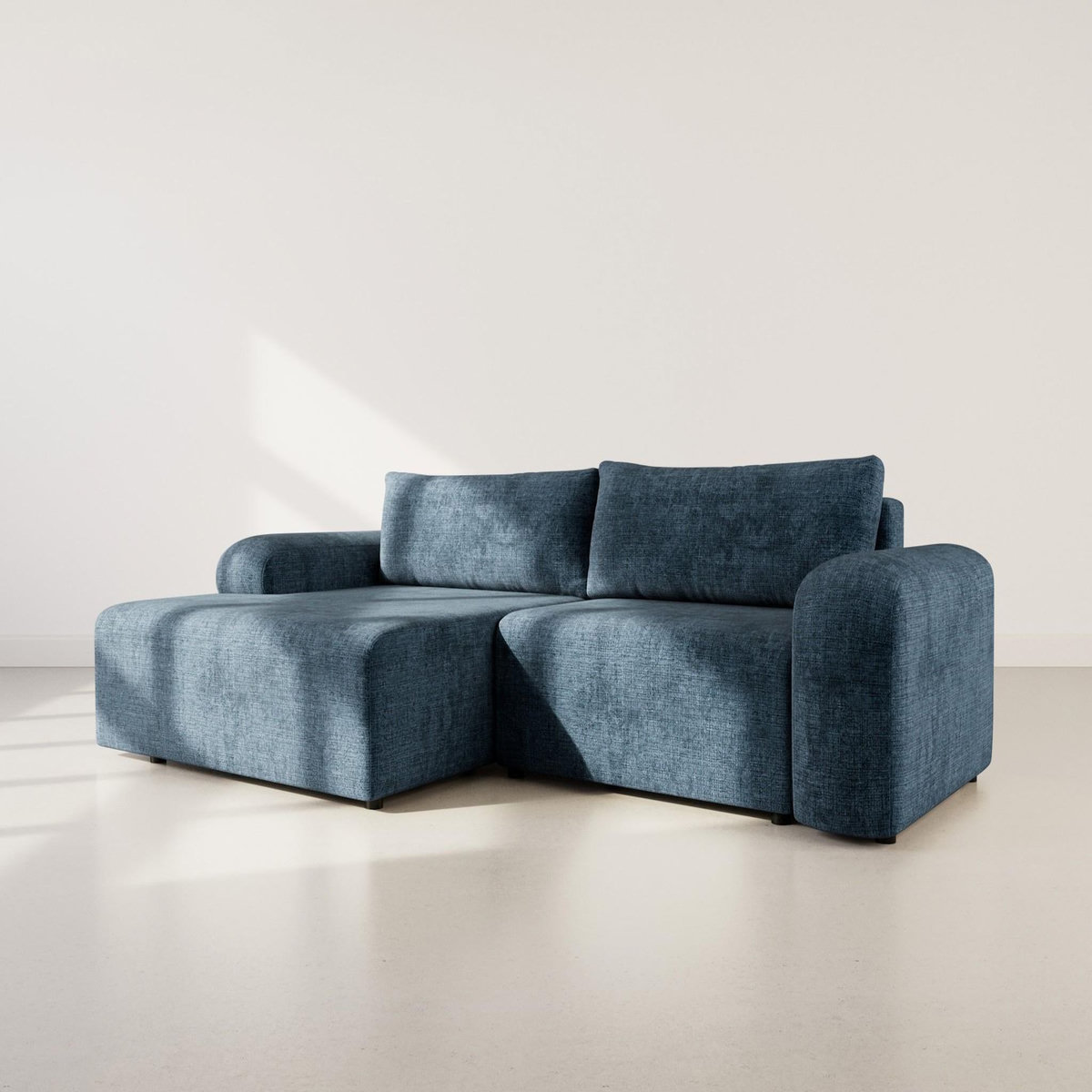 BEST MOBILIER Rebecca - canapé d'angle gauche 4 places convertible avec coffre en velours texturé