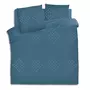 ATMOSPHERA Parure de lit en coton lavé Tuft - 240 x 220 cm - Bleu canard