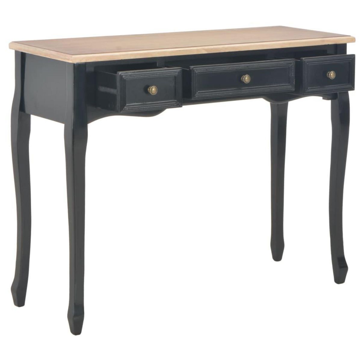 VIDAXL Table de console et coiffeuse avec 3 tiroirs Noir