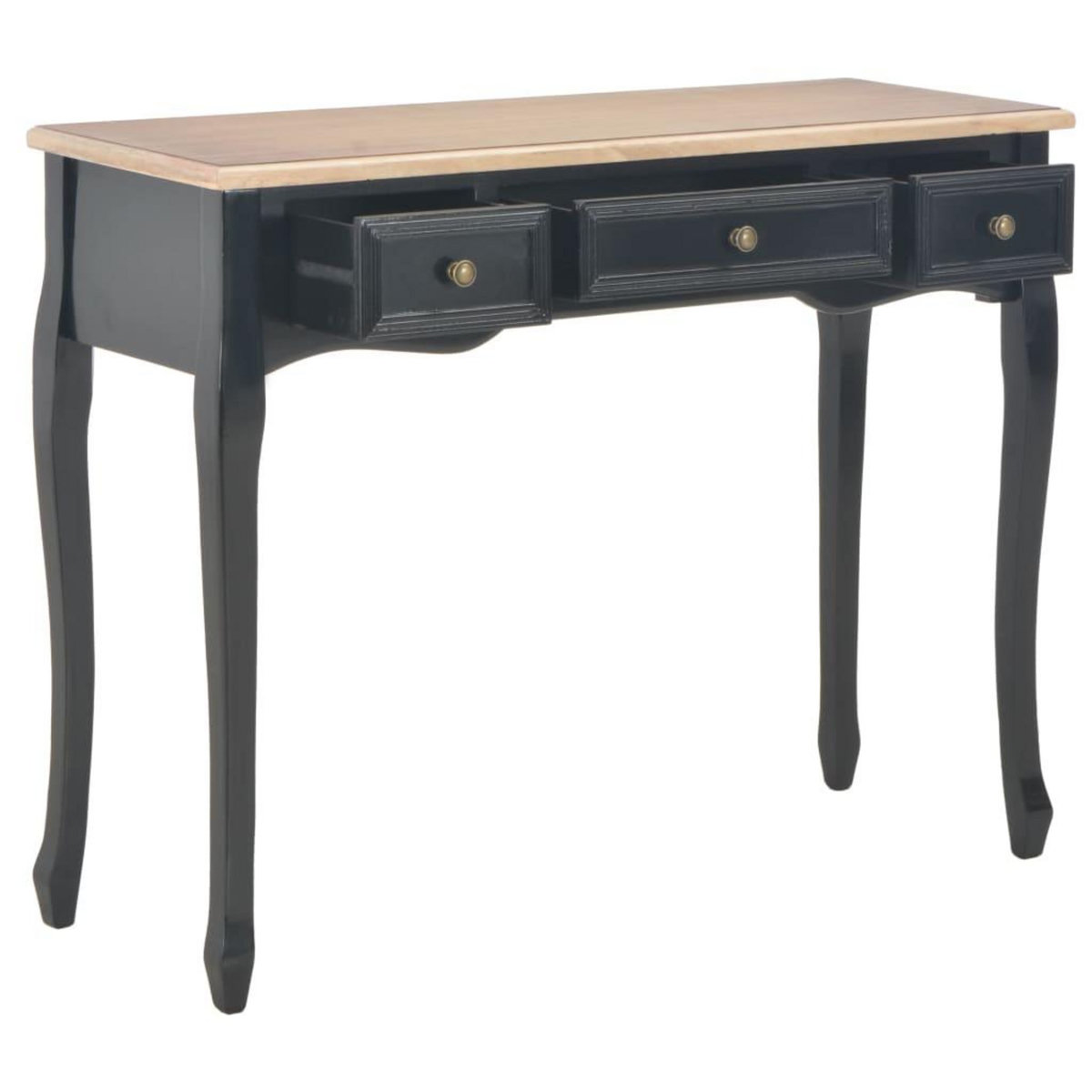 VIDAXL Table de console et coiffeuse avec 3 tiroirs Noir