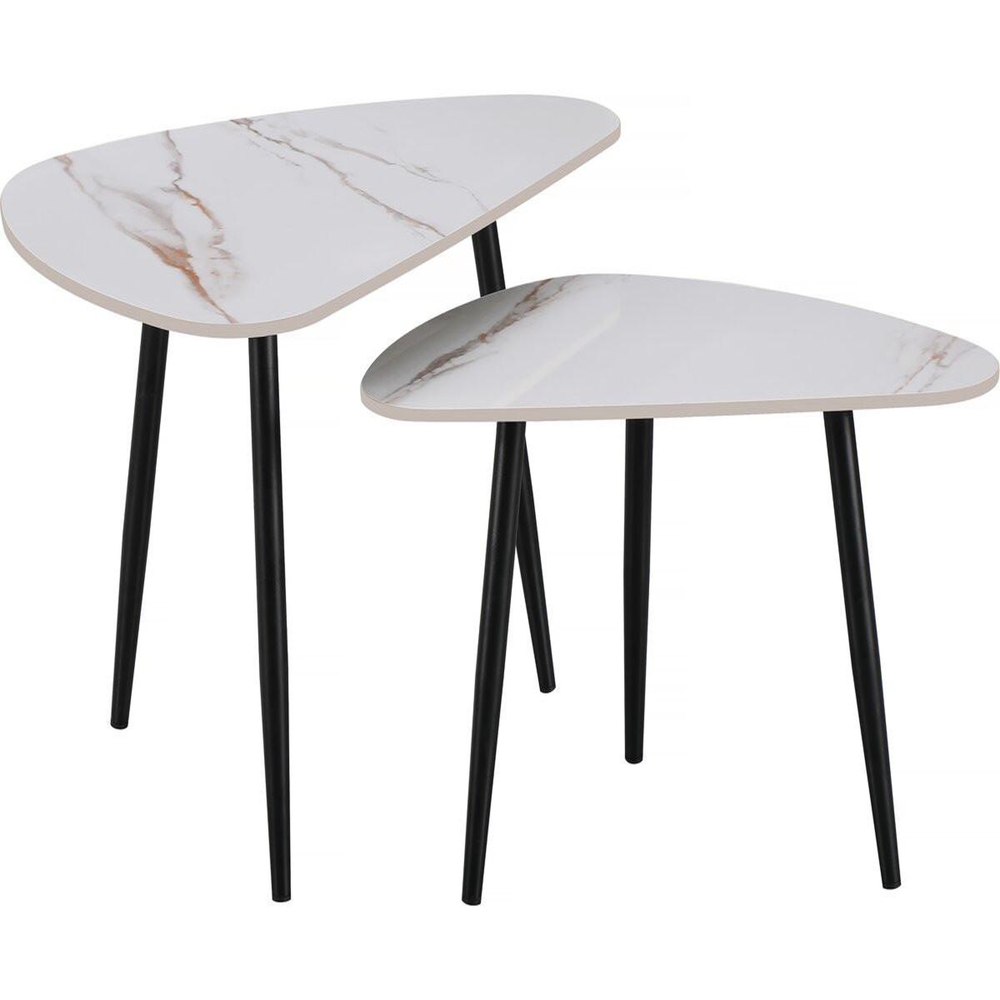 Habitat et Jardin Lot de 2 tables basses gigognes en céramique  terra  - 49 x 79 x 56 cm - blanc