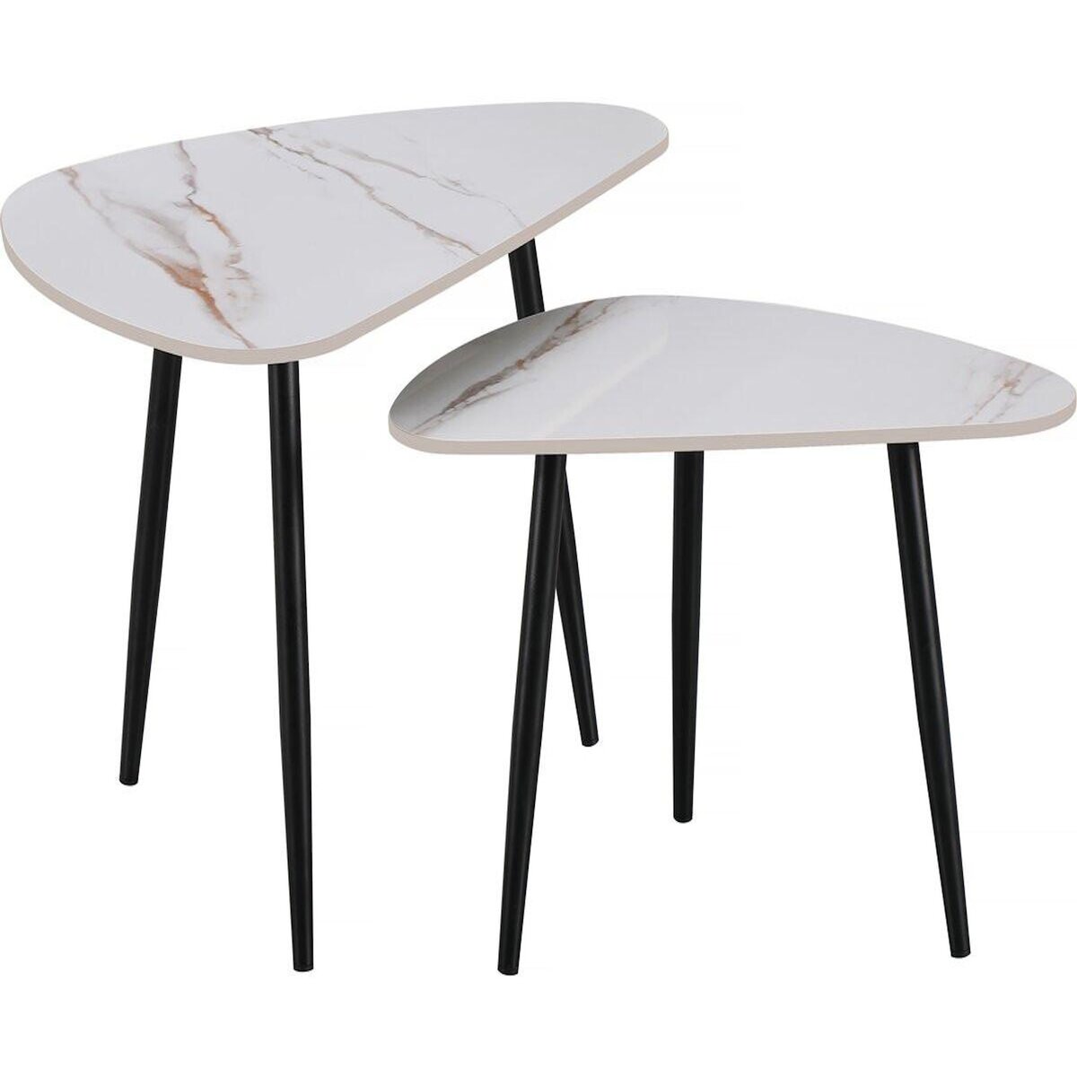 Habitat et Jardin Lot de 2 tables basses gigognes en céramique  Terra  - 49 x 79 x 56 cm - Blanc
