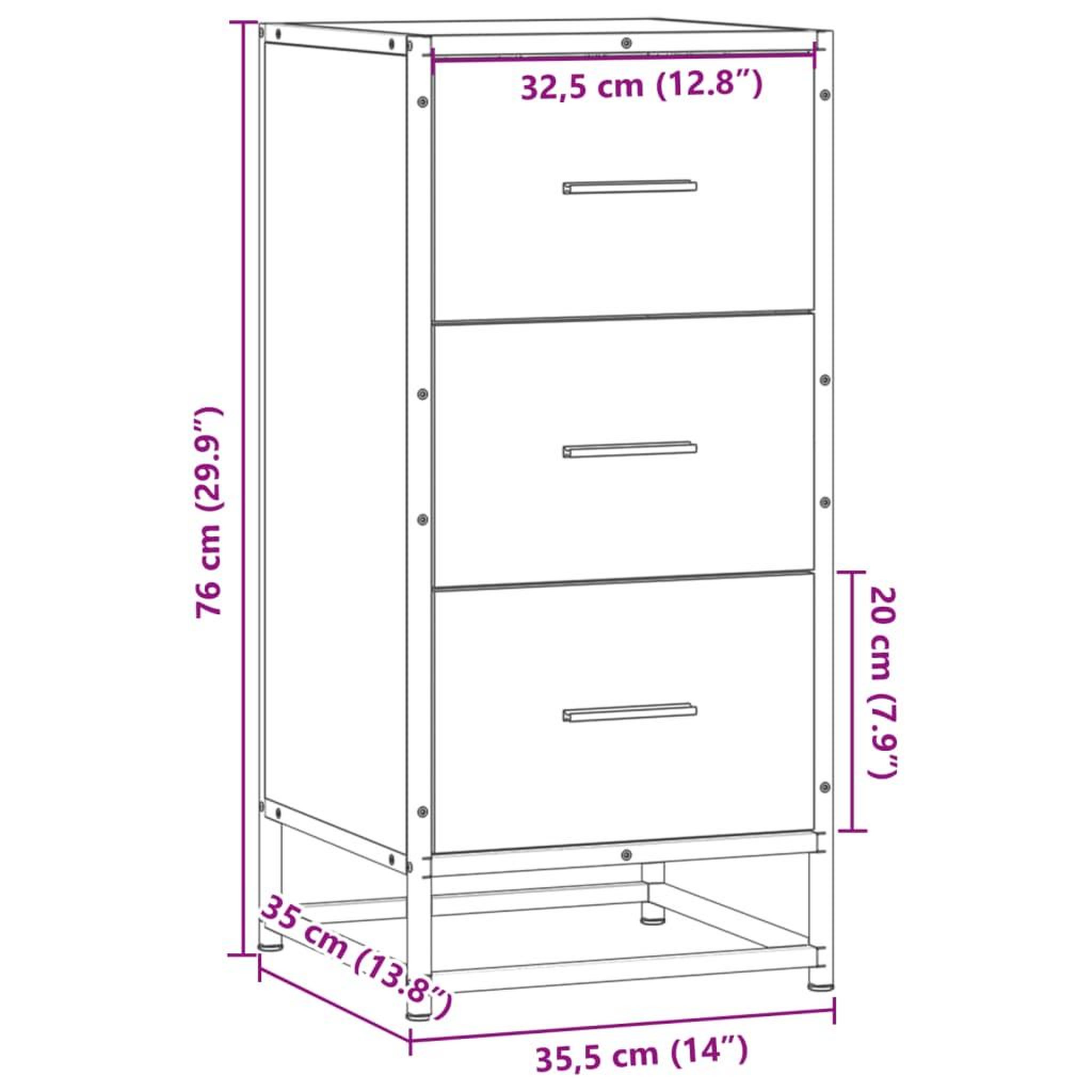 Voir la diapositive 6 : VIDAXL Buffet chene fume 35,5x35x76 cm bois d'ingenierie et metal