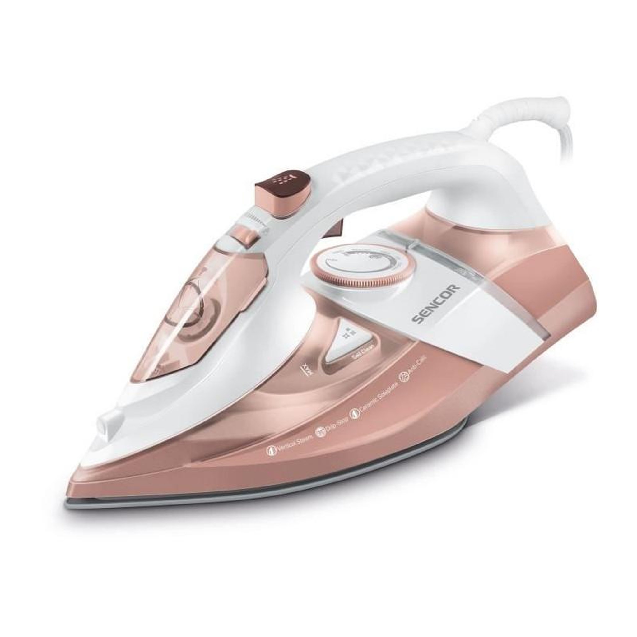 Voir la diapositive 2 : SENCO Fer a vapeur - SENCOR - SSI 8300RS - 3200 W - 350 ml - 45 g/min - Blanc / Rose