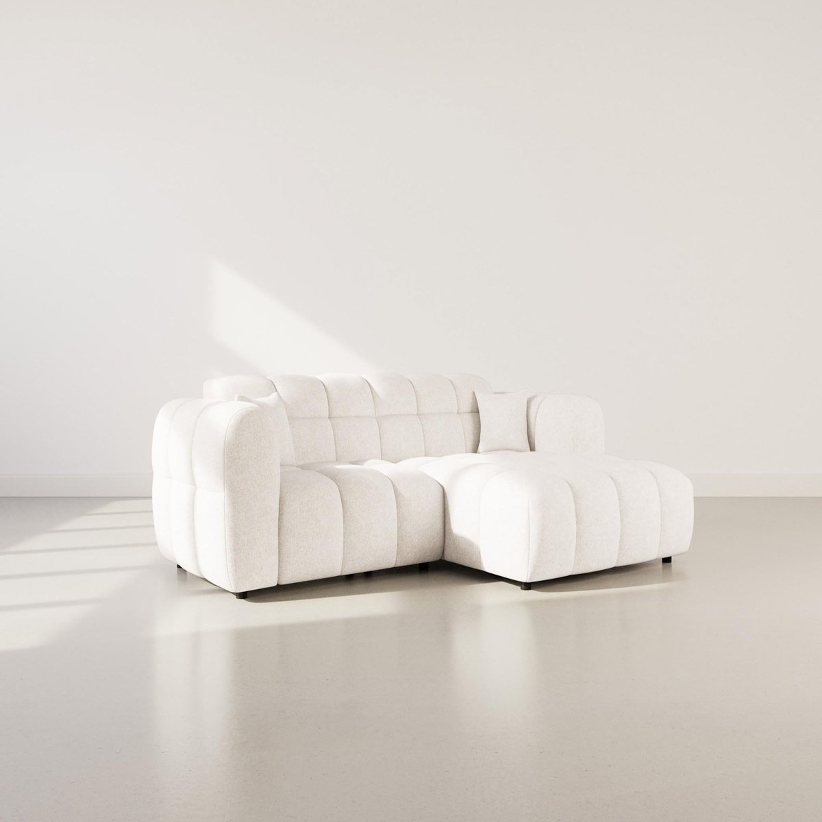 LISA DESIGN Mini ray - canapé d'angle droit 4 places en tissu texturé