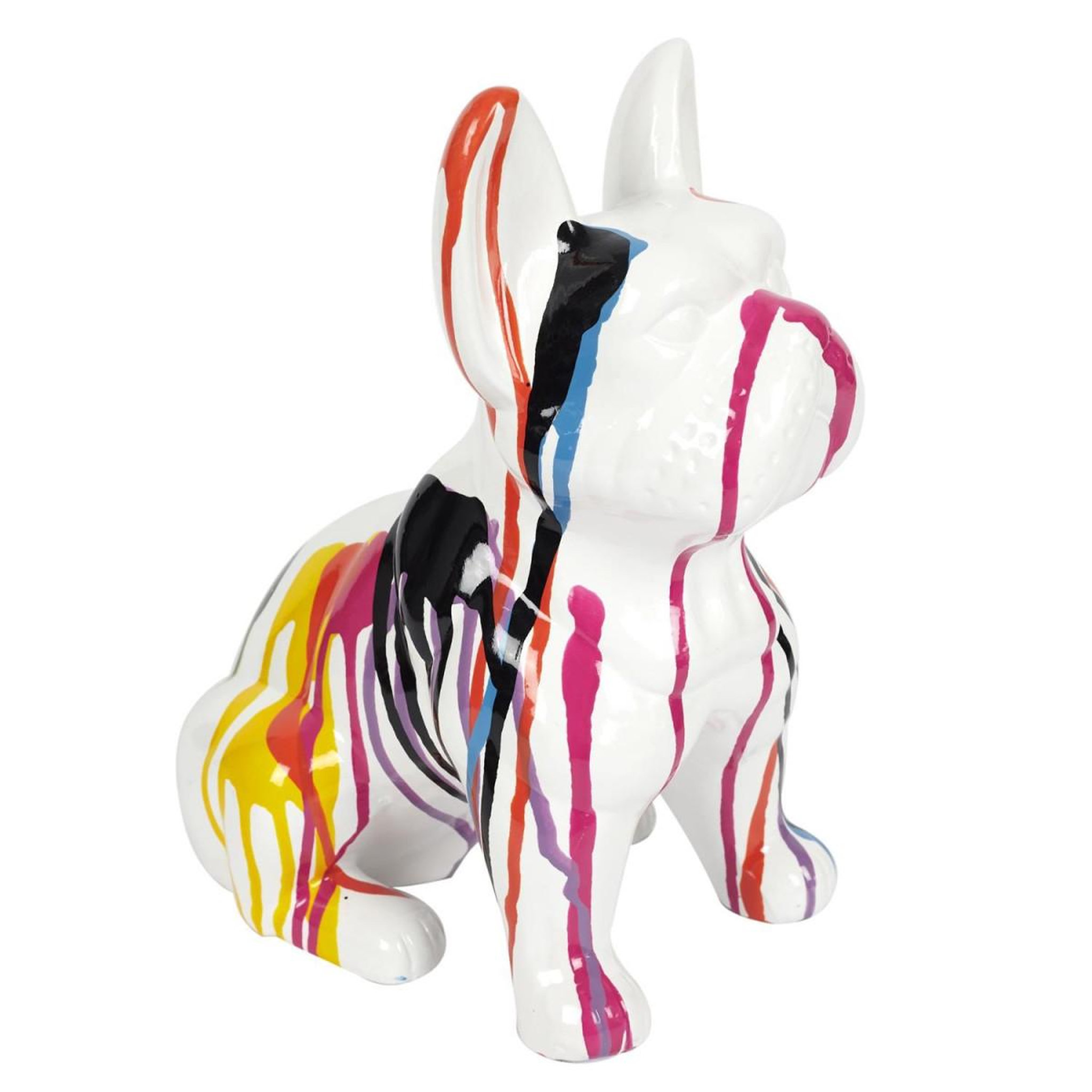 The Home Deco Factory Statuette déco  bulldog coulures  30cm multicolore