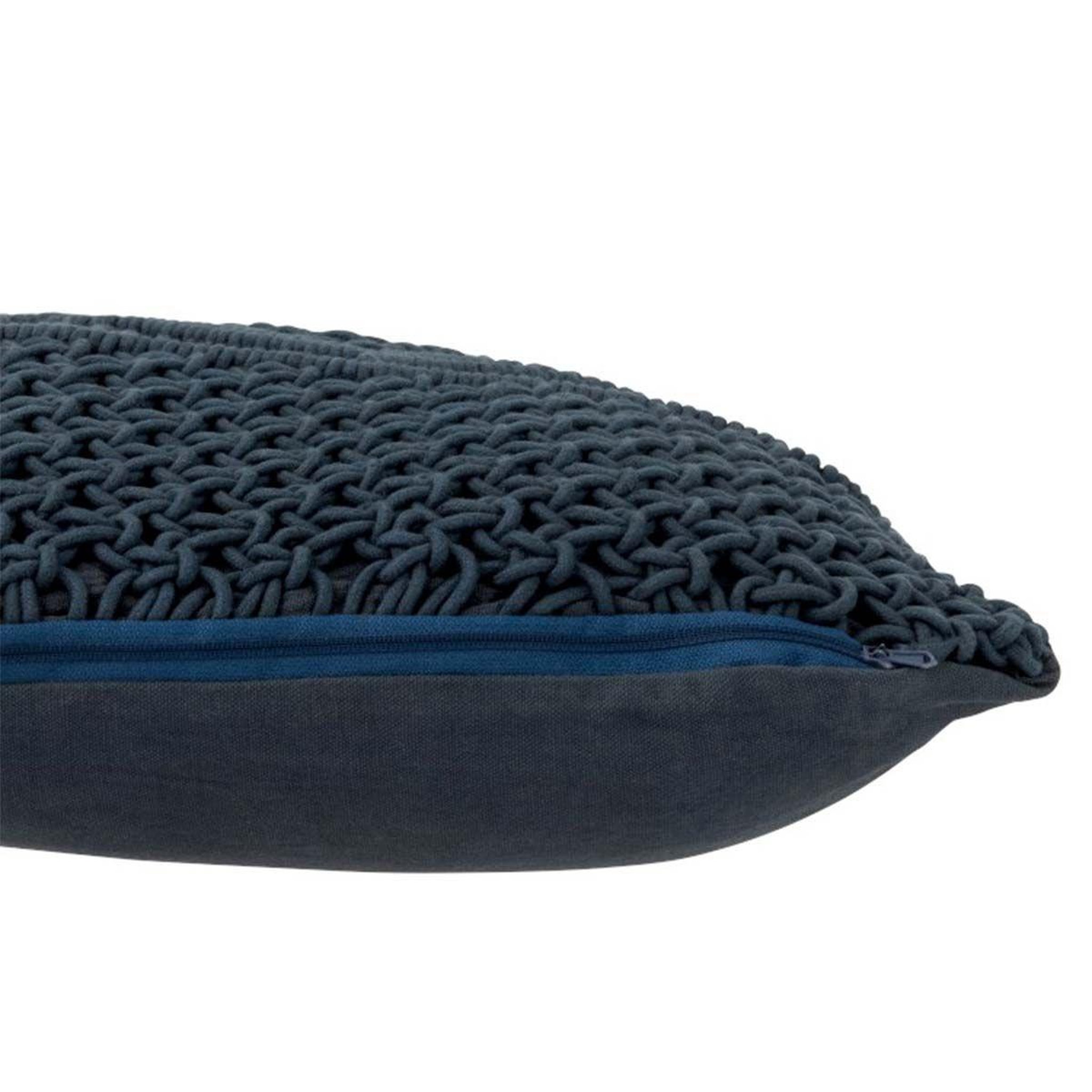Voir la diapositive 3 : J-LINE Coussin carré déco  macramé  45x45cm bleu