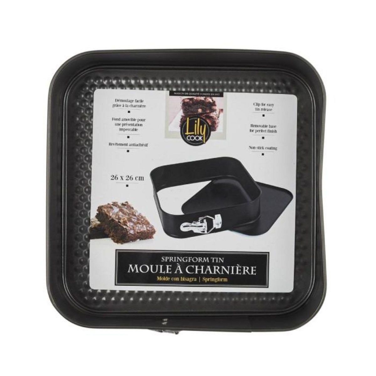 Paris Prix Moule à Pâtisserie Carré  Charnière  26cm Gris