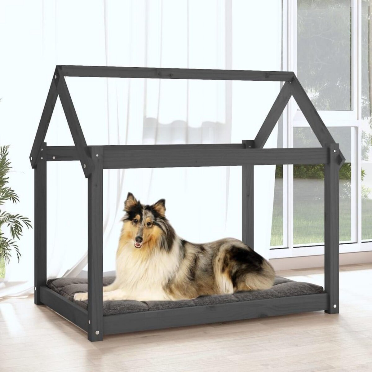 VIDAXL Lit pour chien Gris 101x70x90 cm Bois de pin solide