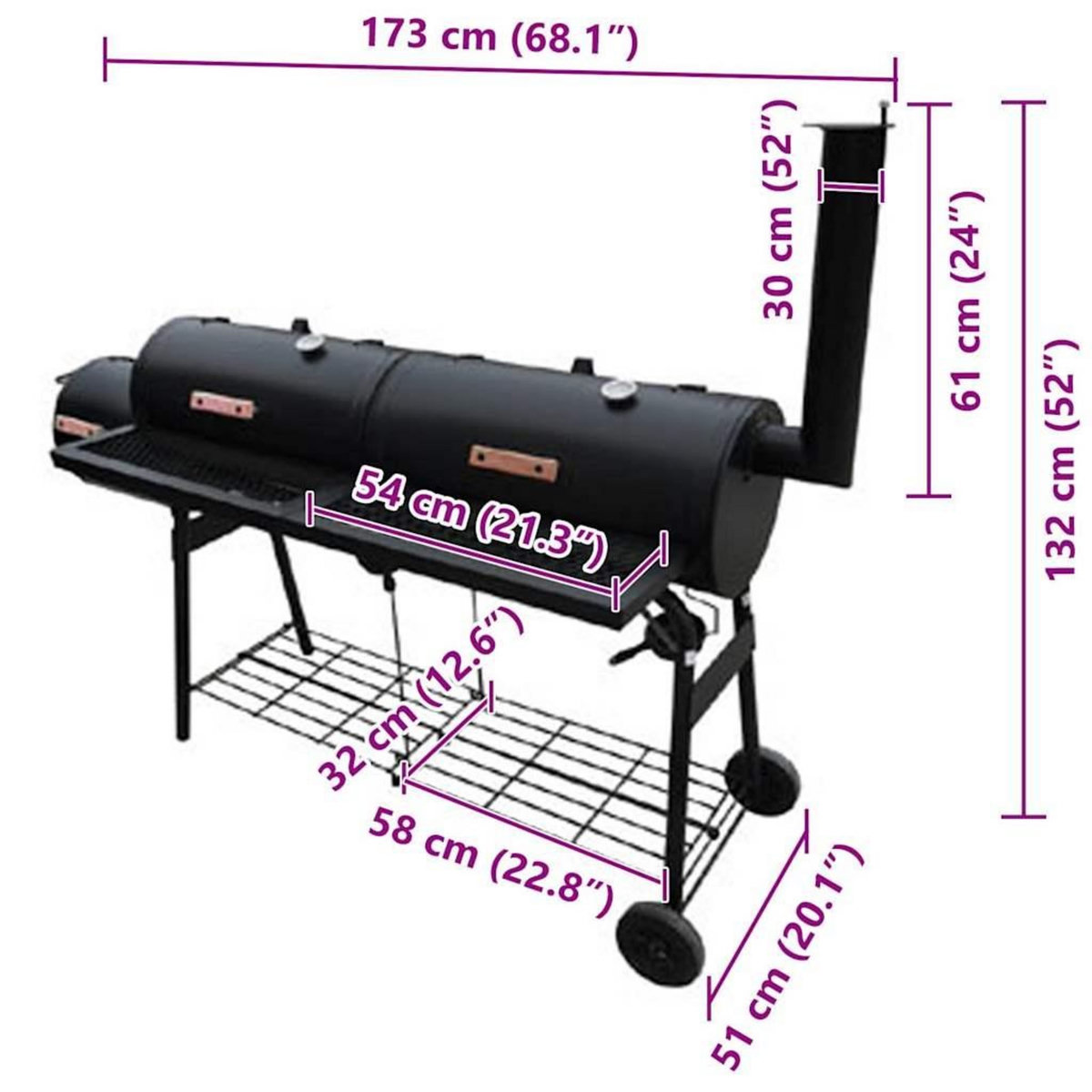 VIDAXL Barbecue a fumoir Nevada XL Noir