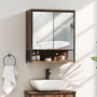 Voir la diapositive 2 : HOMCOM Armoire miroir murale salle de bain 2 portes design - étagère, niche - métal noir effet bois noyer