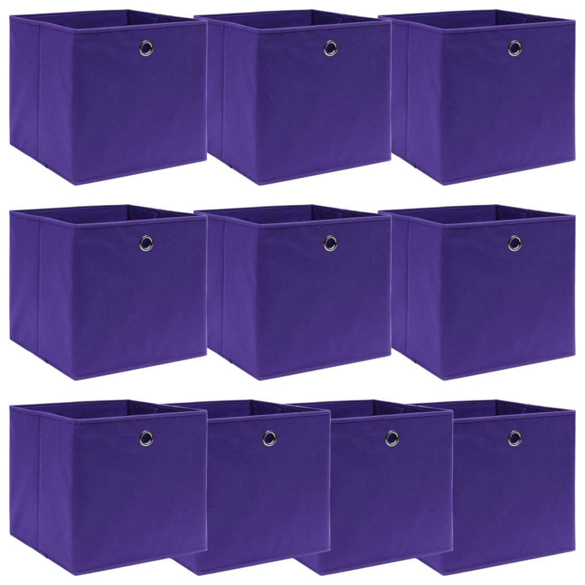 VIDAXL Boîtes de rangement 10 pcs Violet 32x32x32 cm Tissu