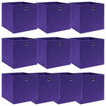 VIDAXL Boîtes de rangement 10 pcs Violet 32x32x32 cm Tissu