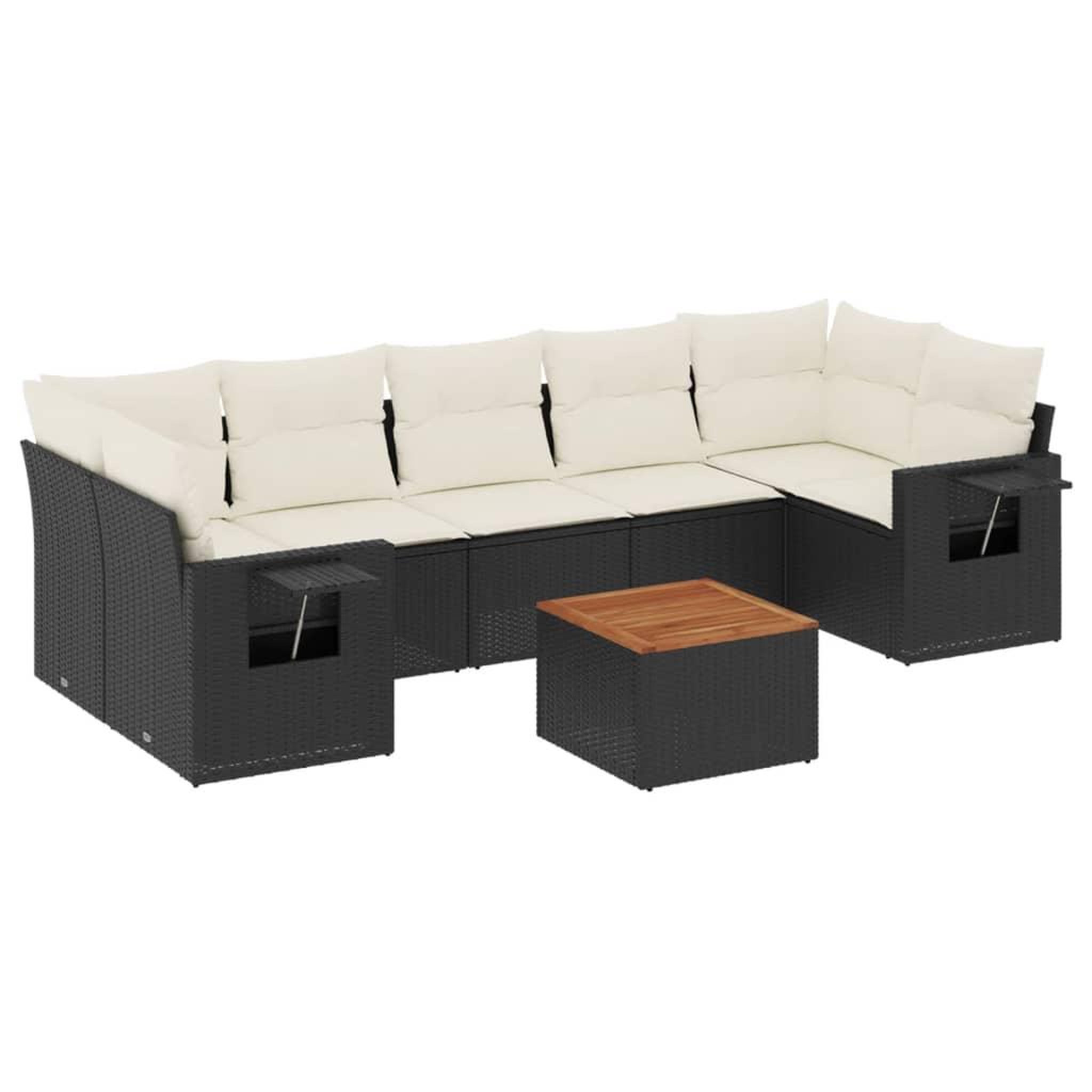 Voir la diapositive 2 : VIDAXL Salon de jardin 8 pcs avec coussins noir resine tressee