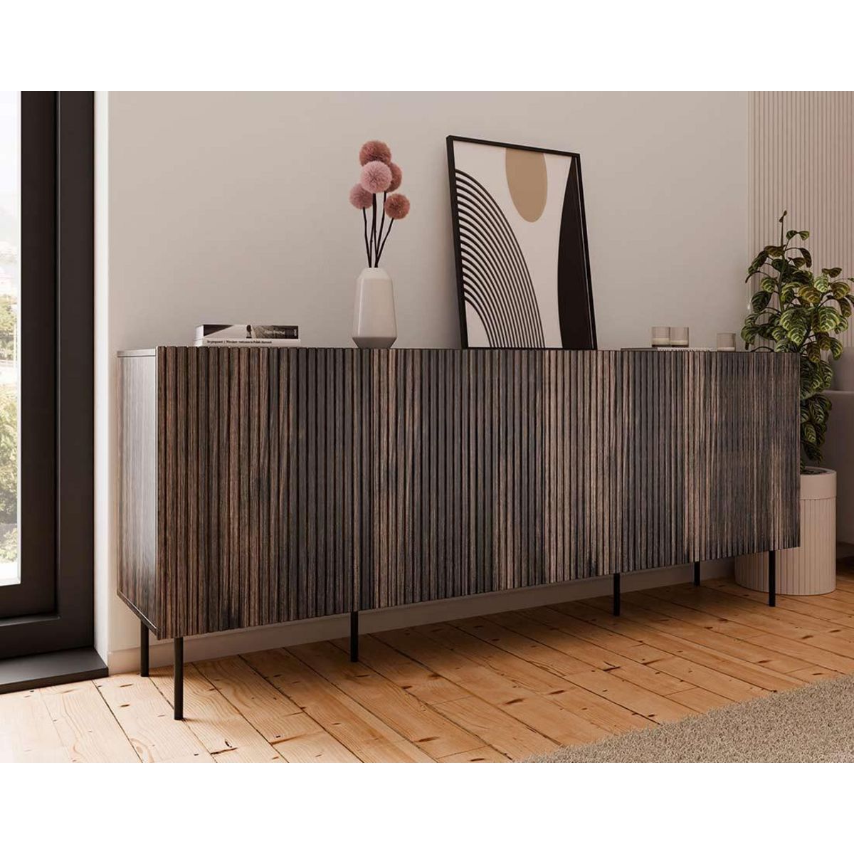 BEST MOBILIER Franco - buffet bas - effet bois - 200 cm