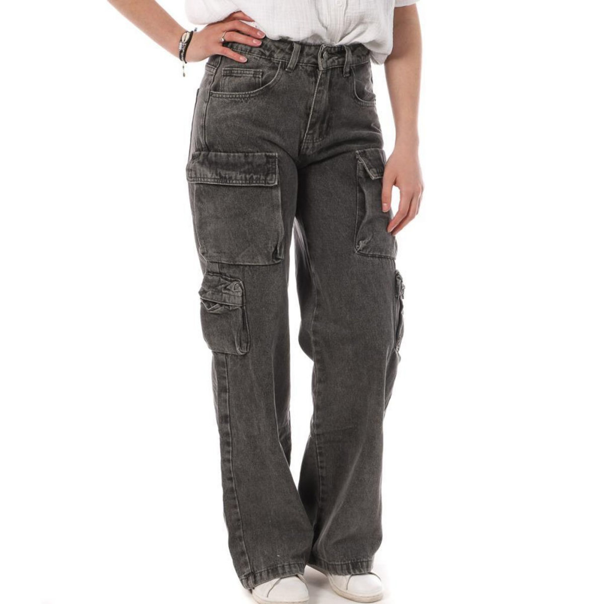 MONDAY PREMIUM Jean Gris/ Femme Cargo Monday Premium Wide