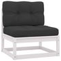 Voir la diapositive 5 : VIDAXL Salon de jardin 9 pcs avec coussins Blanc Bois de pin massif