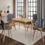 Voir la diapositive 1 : ID MARKET Lot de 4 chaises ROXANE bi-matière en tissu et PU grises pour salle à manger