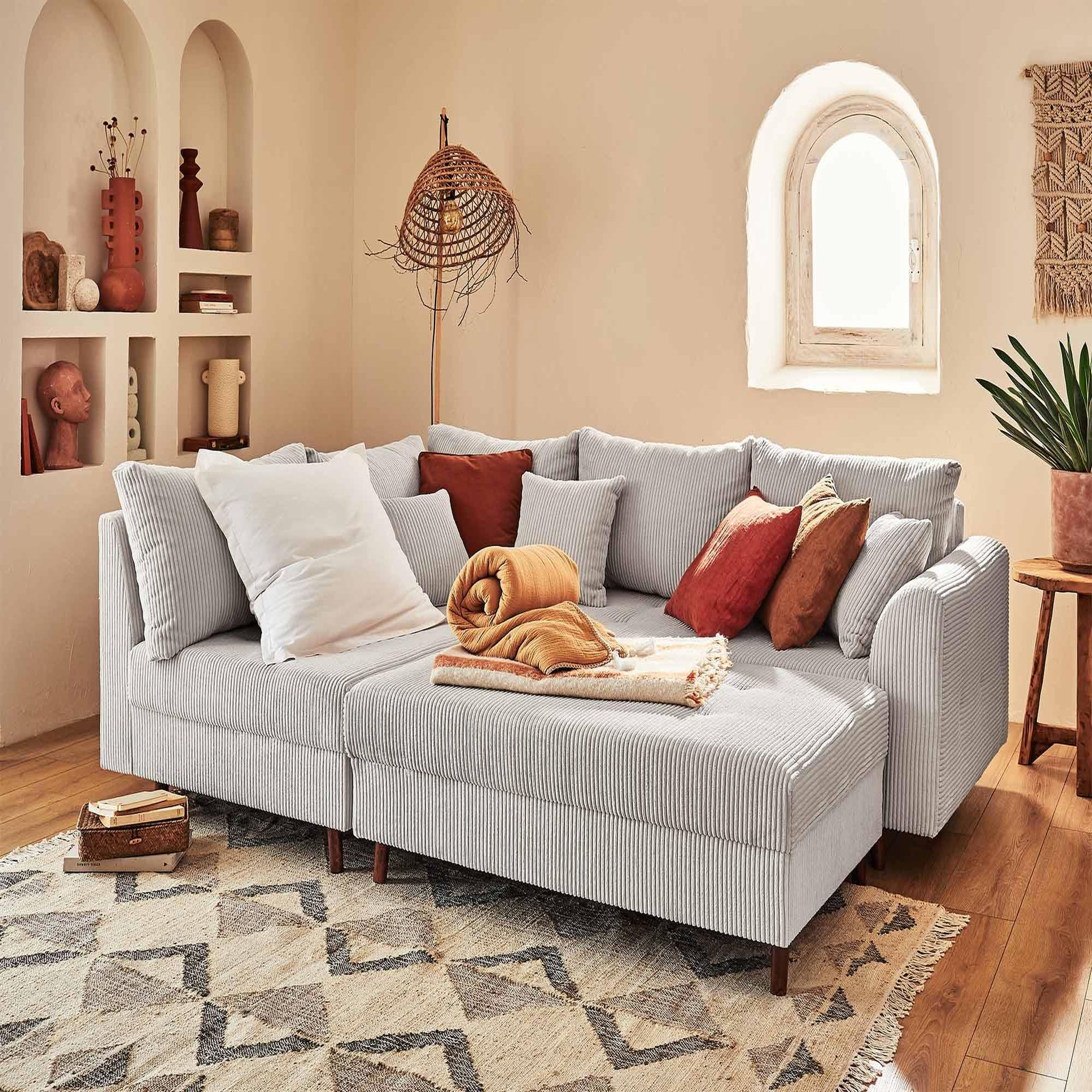 Voir la diapositive 4 : LISA DESIGN Rune - pouf modulable - en velours côtelé