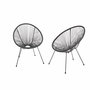 Voir la diapositive 1 : SWEEEK Lot de 2 fauteuils design Oeuf - Acapulco Noir - Fauteuils 4 pieds design rétro. cordage plastique. intérieur / extérieur